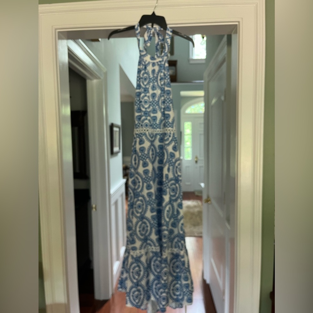 New blue and white summer dress, size large. - Picture 2 of 7